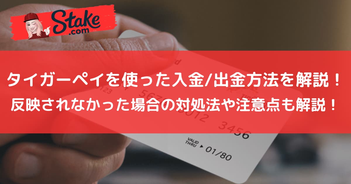 ※2024年2月2日に取り扱い終了 ステークカジノ(stake)のタイガーペイを使った入金/出金方法を解説!反映されなかった場合の対処法や注意点も解説!